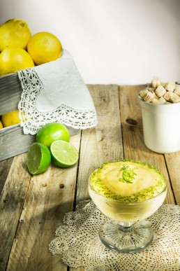 Food Photography Lemon Pudding with lime zest